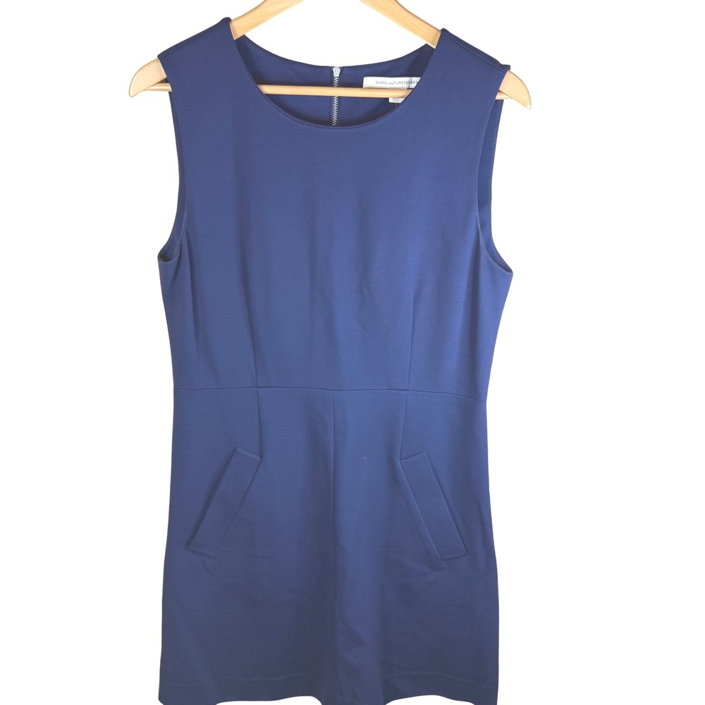 Diane von Furstenberg Carpreena Royal Blue Sleeveless Dress With Pockets Size 12